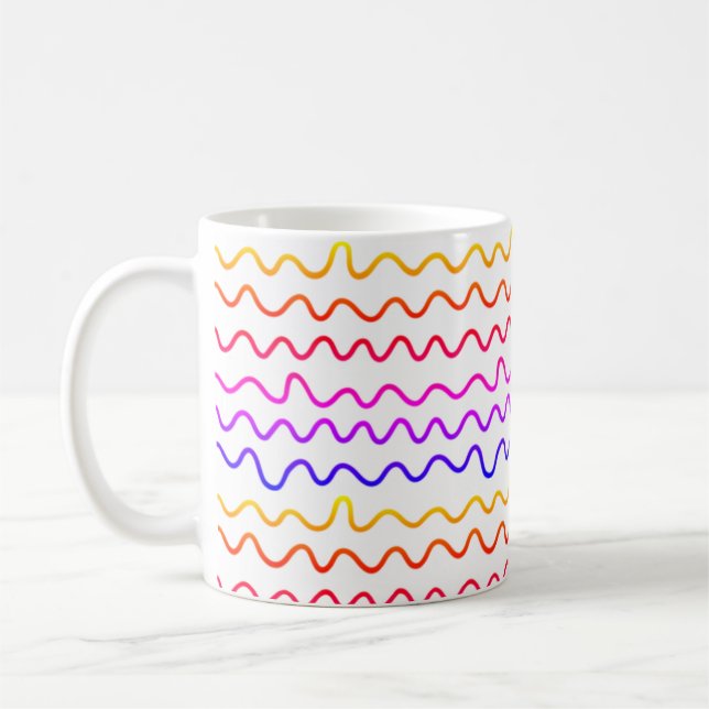 Colourful Rainbow Squiggly Lines Minimal Modern Coffee Mug (Left)