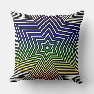 Colourful Rainbow Star Pillow Red Yellow Blue Gree