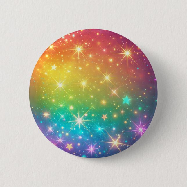 Colourful Rainbow star space 6 Cm Round Badge (Front)