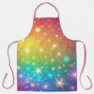 Colourful Rainbow star space Apron