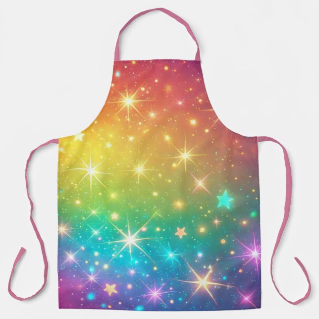 Colourful Rainbow star space Apron (Front)