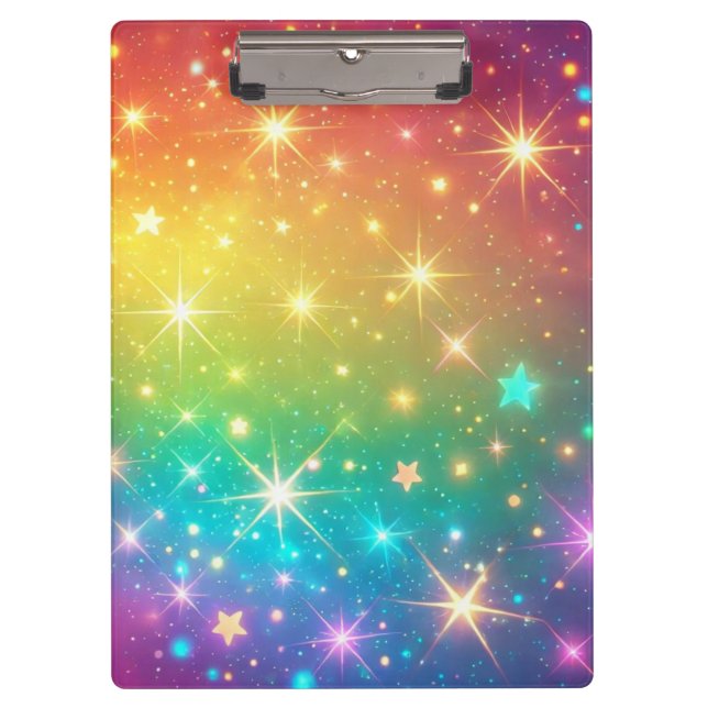 Colourful Rainbow star space Clipboard (Front)