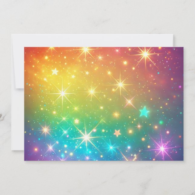 Colourful Rainbow star space Holiday Card (Front)