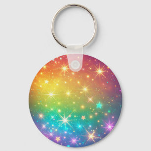 Colourful Rainbow star space Key Ring