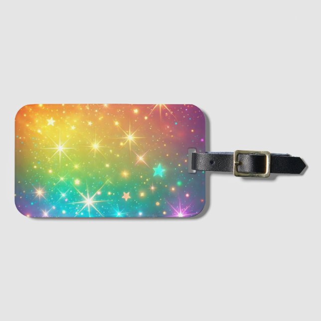 Colourful Rainbow star space Luggage Tag (Front Horizontal)