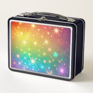 Colourful Rainbow star space Metal Lunch Box