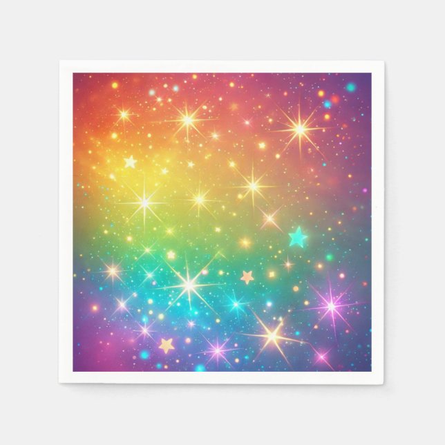 Colourful Rainbow star space Napkin (Front)