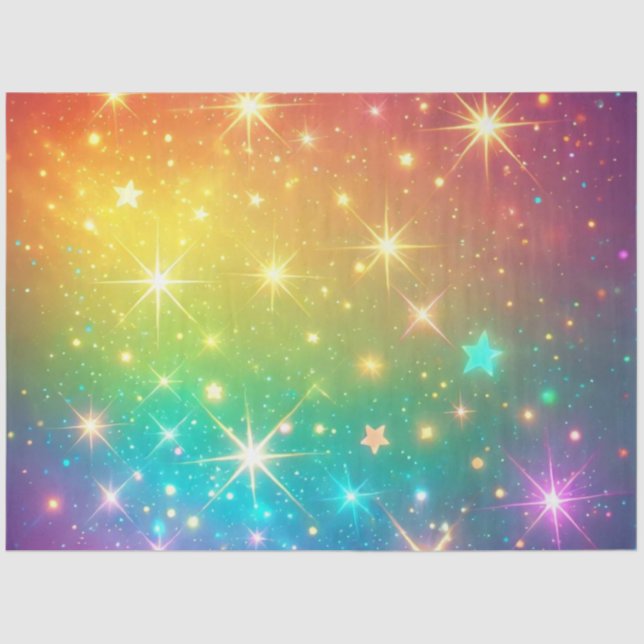 Colourful Rainbow star space Tissue Paper (Front)