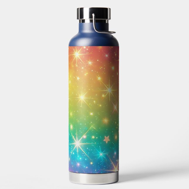 Colourful Rainbow star space Water Bottle (Left)