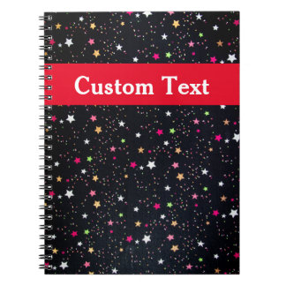 Colourful Rainbow Stars Cute Black Notebook