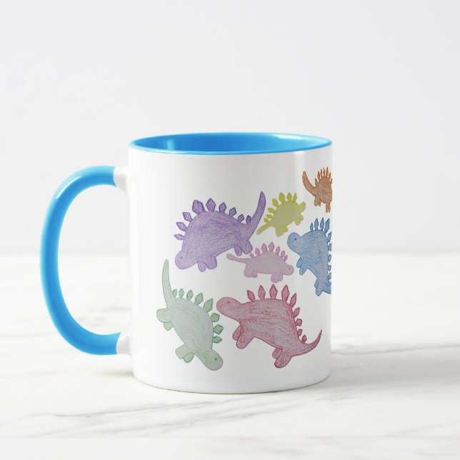 Colourful Rainbow Stegosaurus Mug 11 oz (Left)