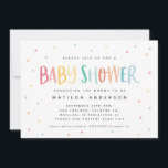 Colourful rainbow stripe and dot baby shower<br><div class="desc">Colourful rainbow stripe and dot baby shower invitation. Ideal for baby girl,  boy,  surprise or gender reveal baby shower. With its fun bright colourful design featuring stripes and polka dots this timeless classic is sure to look good at your party. Part of a co-odinating design.</div>