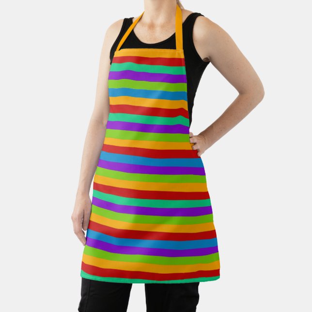 Colourful Rainbow Stripe Apron (Insitu)