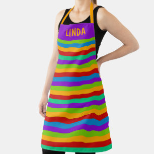 Colourful Rainbow Stripe Custom Apron