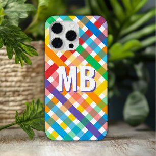 Colourful Rainbow Stripe Monogram Initials Custom iPhone 15 Pro Max Case