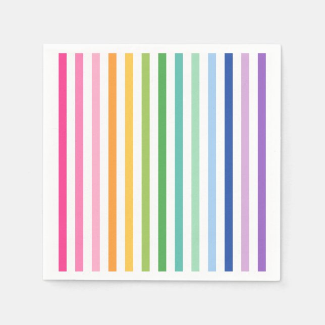 Colourful Rainbow Stripe Party Napkins (Front)