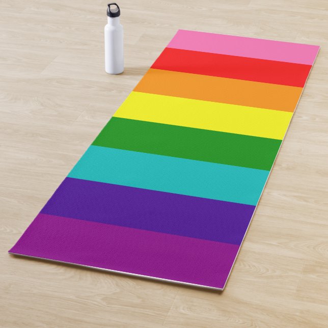 Colourful Rainbow Striped Pattern Yoga Mat (In Situ)