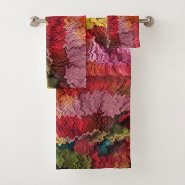Colourful Rainbow Stripes Abstract Bath Towel Set (Insitu)