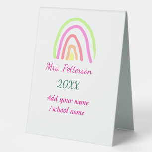 Colourful rainbow stripes add teacher name year