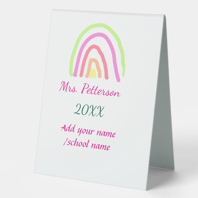 Colourful rainbow stripes add teacher name year (Front)