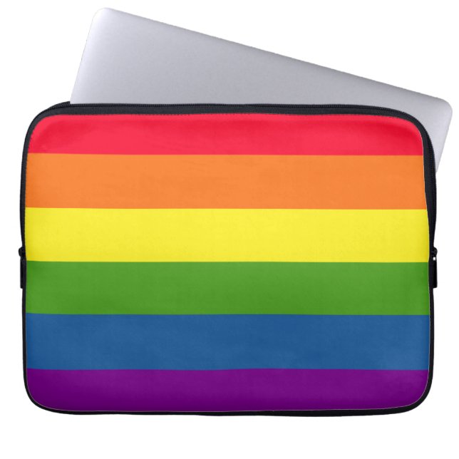 Colourful Rainbow Stripes Celebration Laptop Sleeve (Front)