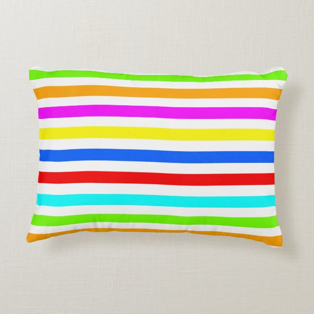 Colourful Rainbow Stripes  Decorative Cushion (Back)