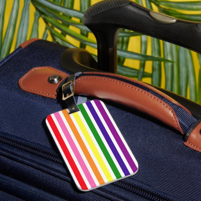 Colourful Rainbow Stripes Gay Pride Luggage Tag (Front Insitu 1)