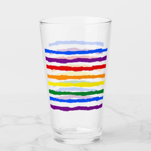 Colourful Rainbow Stripes Glass (Front)