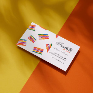 Colourful rainbow stripes interior design business card