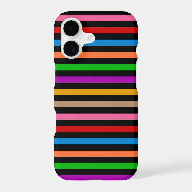 Colourful Rainbow Stripes Lines Design - Black  (Back)