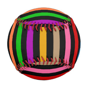 Colourful Rainbow Stripes Lines Design - Black Baseball