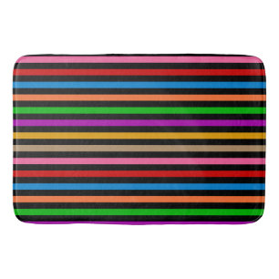 Colourful Rainbow Stripes Lines Design - Black Bath Mat