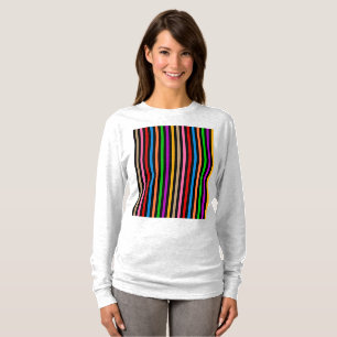 Colourful Rainbow Stripes Lines Design - Black T-Shirt