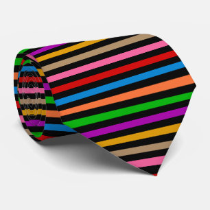Colourful Rainbow Stripes Lines Design - Black Tie