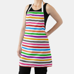 Colourful Rainbow Stripes Lines Design - White Apron