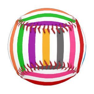 Colourful Rainbow Stripes Lines Design - White Baseball