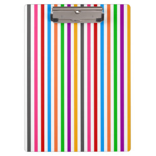 Colourful Rainbow Stripes Lines Design - White Clipboard