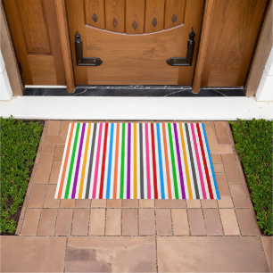 Colourful Rainbow Stripes Lines Design - White Doormat
