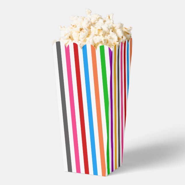 Colourful Rainbow Stripes Lines Design White  Favour Box (Popped)