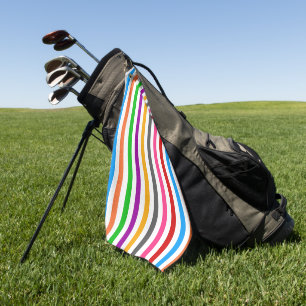 Colourful Rainbow Stripes Lines Design - White Golf Towel