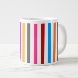 Colourful Rainbow Stripes Lines Design - White Large Coffee Mug