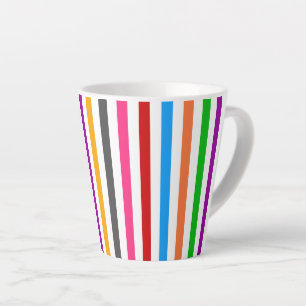 Colourful Rainbow Stripes Lines Design - White Latte Mug