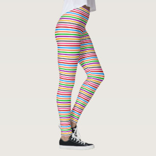 Colourful Rainbow Stripes Lines Design - White Leggings
