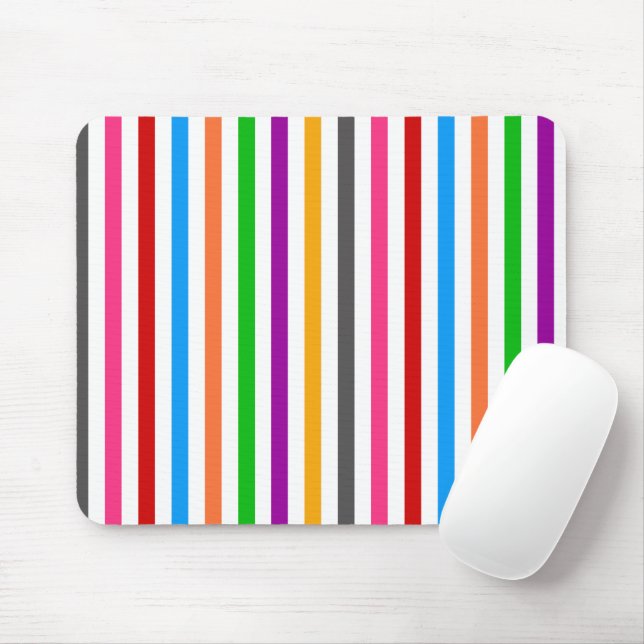 Colourful Rainbow Stripes Lines Design - White  Mouse Pad (With Mouse)
