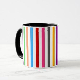 Colourful Rainbow Stripes Lines Design - White Mug