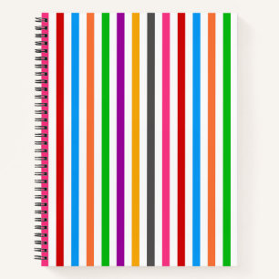 Colourful Rainbow Stripes Lines Design - White Notebook
