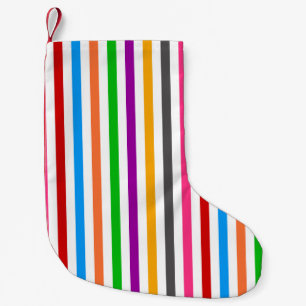 Colourful Rainbow Stripes Lines Design - White Small Christmas Stocking