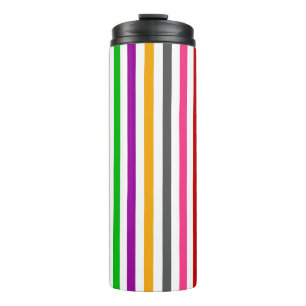 Colourful Rainbow Stripes Lines Design - White Thermal Tumbler
