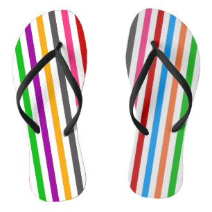 Colourful Rainbow Stripes Lines Design - White  Thongs
