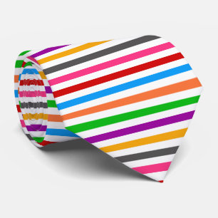 Colourful Rainbow Stripes Lines Design - White Tie